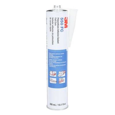 3M 550-CART-WHT fast cure polyurethane adhesive sealant in white, 10.5 oz cartridge, shown in a 3M product image.