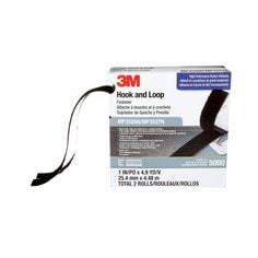 Black 3M MP3526/27-BLA hook and loop fastener, 1 inch by 5 yards, ideal for secure attachments and fastening projects.