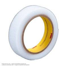 3M SJ3518FR flame-resistant white loop fastener, 1 inch by 50 yards, shown in a roll for industrial fastening applications.