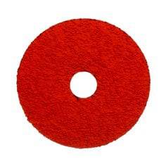3M AB89627 closed coat fibre disc with ceramic alumina grit, 4.5-inch diameter, 7/8-inch arbor, 36+ grit for grinding and finishing.