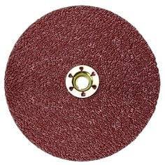 3M Cubitron II 7-inch quick change maroon fibre TN disc with 36+ grit ceramic alumina abrasive for surface grinding and finishing.