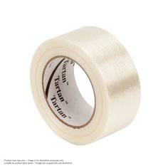 3M Tartan 8934 filament tape in clear, 0.47 inch wide and 60.14 yards long, shown in a close-up image.