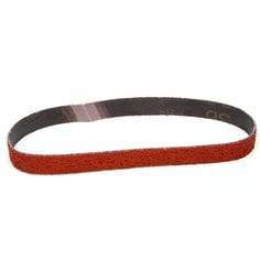 3M AB84302 3/4 inch by 18 inch sanding belt with 36 grit ceramic alumina abrasive and flexible polyester backing.