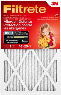 3M Filtrete Allergen Defense Micro Allergen Filter 16x25x1 for HVAC, showing the filter&