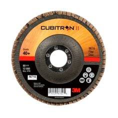 3M Cubitron II ceramic alumina flap disc, 5-inch diameter, Type 29, 40+ grit, flexible for grinding and finishing applications.
