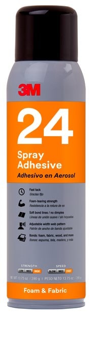 3M 24-20OZ - Foam & Fabric 24 Spray Adhesive Orange Net Wt 13.8 oz 12 cans per case 3M 24-20OZ 7100179450