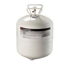 3M Foam Adhesives 74 spray adhesive in a large 28.8 lb cylinder, non-flammable foam adhesive for industrial use.
