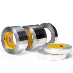 3M Aluminum Foil Tape 425 in silver, 1.5 inch by 60 yards, with 4.6 mil thickness, showing the tape roll and surface.