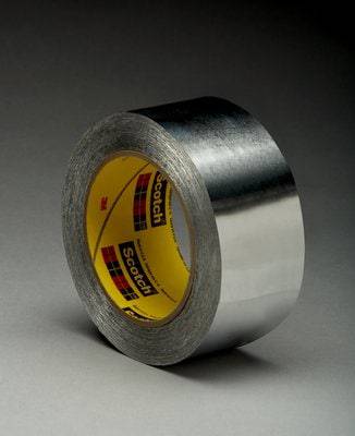 3M High Temperature Aluminum Foil Tape 433 in silver, 2-inch width, 60 yards, 3.6 mil thick, suitable for heat-resistant sealing and insulation.