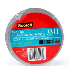 3M Scotch 3311-2X50 aluminum foil tape, silver, 3.6 mil thick, 2-inch wide, 50 yards long for sealing and insulation.