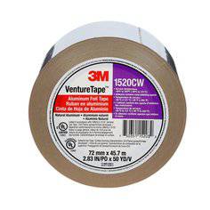 3M Venture 1520CW aluminum foil tape, natural aluminum, 1.8 mil thick, 2.8 inch by 50 yard roll, for sealing and insulating applications