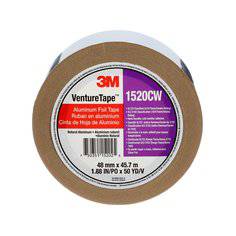 3M Venture Tape Aluminum Foil Tape 1520CW, natural aluminum, 1.8 mil thickness, 1.88 inch x 50 yards, for sealing and insulation.