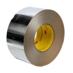 3M Venture 1520CW aluminum foil tape, natural aluminum, 1.8 mil thickness, 2.8-inch wide, 100-yard roll for sealing and insulation.