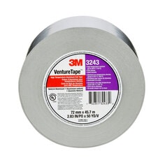 3M Venture 3243-W520 - Venture Tape High Temperature Aluminum Foil Tape 3243 Silver 3.5 mil (72 mm x 45.7 m) 7100043878 - eGrimesDirect