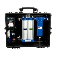 3M portable compressed air filter and regulator panel with gauge, designed for industrial air systems, 100 CFM capacity.