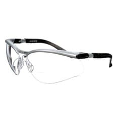3M 11375-00000-20 protective eyewear with clear lens, silver frame, +2.0 dioptre, designed for safety and clear vision.