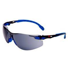 3M Solus protective eyewear with grey Scotchgard anti-fog lens, black and blue frame, safety glasses for workplace protection.