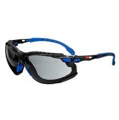 3M Solus S1102SGAF-KT glasses kit with black, blue, and gray frames, including protective lenses and accessories.