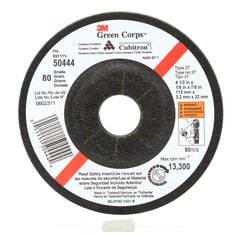 3M Green Corps AB50443 flexible grinding wheel, 4.5-inch diameter, 1/8-inch thickness, used for metal grinding and surface prep.