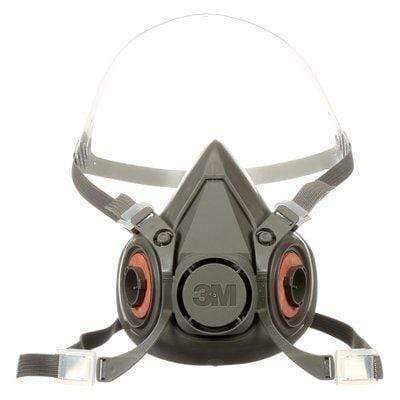3M 6300 large half facepiece reusable respirator with adjustable straps and filter ports, designed for respiratory protection.
