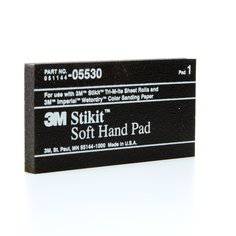 3M Stikit Soft Hand Pad, 3/4 inch x 5 1/2 inch, foam sanding pad for hand sanding, with five pads per box.