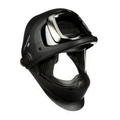 3M Speedglas 9100FX welding helmet with adjustable headgear and auto-darkening lens, black exterior and ergonomic design.