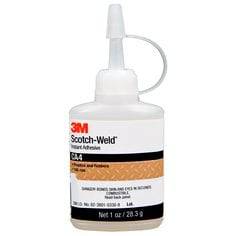 3M Scotch-Weld CA4 instant adhesive in clear, 1 oz (28.3 g) bottle, suitable for quick bonding of various materials.