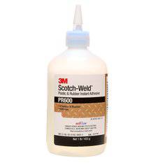 3M Scotch-Weld PR600 plastic and rubber instant adhesive in clear, 1 lb (453 g) container, suitable for quick bonding.