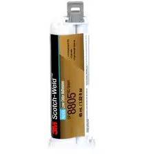 3M Scotch-Weld DP8805NS-S/W low odor acrylic adhesive in green, 45 ml bottle, suitable for bonding various materials.