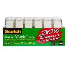 3M Scotch Magic Tape 0.75 inch x 43.7 yards in dispenser, flexible adhesive tape for crafts and office use.