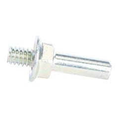 3M AB45102 Mandrel Roloc 45102 Shaft for grinding and polishing tools, shown on a workbench with tools and equipment.