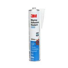 3M Marine Grade Sealant 5200 in white, 1/10 gallon cartridge, used for waterproof sealing on boats and marine applications.