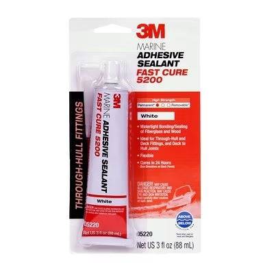 3M 5220 3OZ - 3M Marine Adhesive Sealant 5200 Fast Cure White PN05220 3 oz Tube 6 per case 3M 7000120490 7000120490 - eGrimesDirect