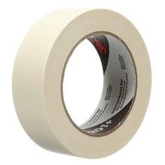 3M 201+36X55 tan general use masking tape roll, 1.42 inches wide and 60 yards long, suitable for painting and masking tasks.