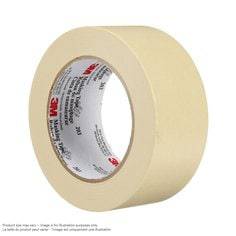 3M General Purpose Masking Tape 203 in beige, 56.7 inches by 60 yards, shown rolled on a surface for painting and masking tasks.