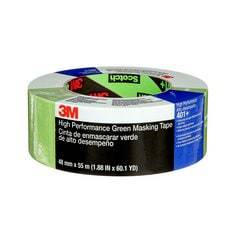 3M 401+ high-performance green masking tape, 1.89 inch x 60 yards, individually wrapped for painting and masking projects.