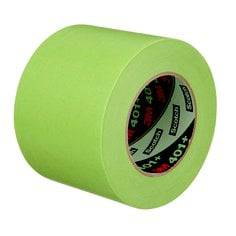 3M 401+ high-performance green masking tape 3.8 inch by 60 yards, used for painting and masking applications.