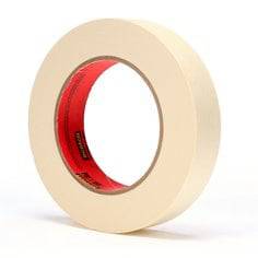 3M Scotch 214-1X60 high performance masking tape in tan, 1 inch by 60 yards, shown in the image.