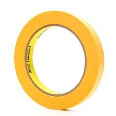 3M Scotch 2460-1/2X60 gold masking tape for paint edges, 1/2 inch wide, 60 yards long, ideal for precise painting projects.