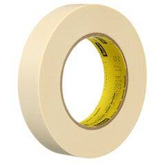 3M Scotch 250-1X60 flatback masking tape in tan, 1 inch by 60 yards, ideal for painting and surface protection.