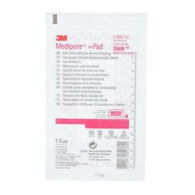 3M Medipore 3569 - Medipore + Pad Soft Cloth Adhesive Wound Dressing Dressing Size 3-1/2 in x 6 in (9 cm x 15 cm) + Pad Size 1-3/4 in x 4 in (4.5 cm x 10 cm) 7000128595