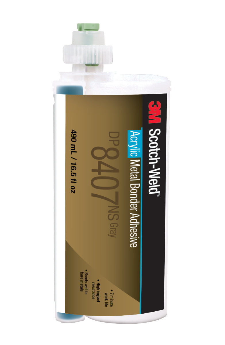 3M Scotch-Weld DP8407-490ML - Metal Bonder Acrylic Adhesive DP8407NS in Grey 16.56 fl. Oz (490 ml) 7100104975 - eGrimesDirect