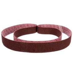 3M Scotch-Brite surface conditioning belt, 3-inch by 132-inch medium grit narrow belt for surface finishing and grinding.