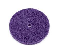3M Scotch-Brite SB64154 medium blend &amp; finish non-woven disc, 6-inch diameter, 1/2-inch thickness, used for surface finishing.