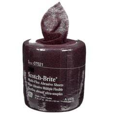 3M Scotch-Brite SB07521 non-woven rolls, 8-inch x 20 ft, multi-flex very fine abrasive for surface finishing and cleaning.