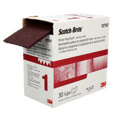 3M Scotch-Brite Primer Prep Scuff Non-woven Roll, 4-3/4 inch by 15 ft, for surface preparation and cleaning.