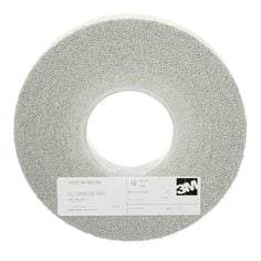 3M Scotch-Brite SB13619 non-woven wheel for deburring, medium grit, 8 inch diameter, 1 inch width, 3 inch arbor hole.