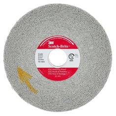 3M Scotch-Brite SB17217 Ex2 deburring wheel, 6-inch diameter, non-woven abrasive wheel for metal finishing and deburring.