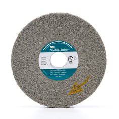 3M Scotch-Brite SB18278 non-woven deburring wheel, 6-inch diameter, 1-inch width, medium grit for metal finishing.