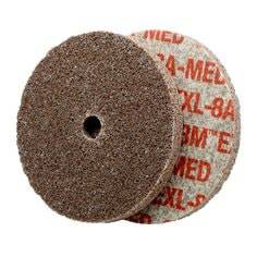 3M Scotch-Brite SB49192 Exl Unitized Wheel, 8A Medium grit, 3-inch diameter, non-woven wheel for surface finishing and polishing.